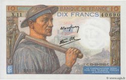 10 Francs MINEUR FRANCE  1942 F.08.04 AU-