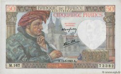 50 Francs JACQUES CŒUR FRANCE  1942 F.19.20