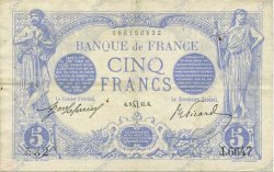 5 Francs BLEU FRANCE  1915 F.02.29 TTB