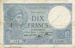 10 Francs MINERVE modifié FRANCE  1940 F.07.24 pr.TTB