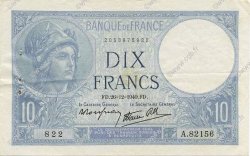 10 Francs MINERVE modifié FRANCIA  1940 F.07.25 EBC