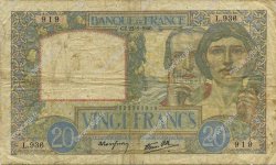 20 Francs TRAVAIL ET SCIENCE FRANCE  1940 F.12.06 B+