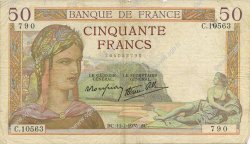 50 Francs CÉRÈS modifié FRANCE  1939 F.18.28 TB