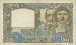 20 Francs TRAVAIL ET SCIENCE FRANCE  1941 F.12.19 TTB