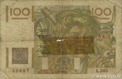 100 Francs JEUNE PAYSAN filigrane inversé FRANCE  1953 F.28bis.03 AB