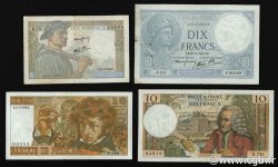 Lot 4 billets BdF : Les 10 Francs au XXe siècle FRANCE  1940 F.07-08-62-63 TTB