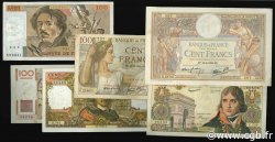 Lot 6 billets BdF : Les 100 Francs au XXe siècle FRANCE  1940 F.25-26-28-59-65-69