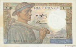 10 Francs MINEUR FRANCE  1949 F.08.20 SUP