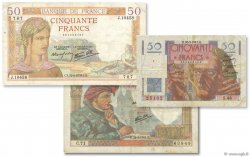 Lot 3 billets BdF : Les 50 Francs au XXe siècle FRANCE  1937 F.18-19-20 B à TB