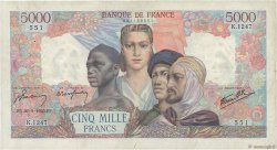 5000 Francs EMPIRE FRANÇAIS FRANCE  1945 F.47.44 pr.TTB