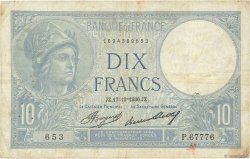 10 Francs MINERVE Numéro radar FRANCE  1936 F.06.17