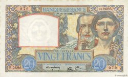 20 Francs TRAVAIL ET SCIENCE FRANCE  1940 F.12.11 pr.SUP