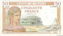 50 Francs CÉRÈS modifié FRANCE  1939 F.18.26 TTB