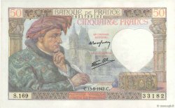 50 Francs JACQUES CŒUR FRANCE  1942 F.19.20 SPL