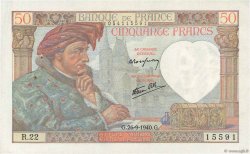 50 Francs JACQUES CŒUR FRANCE  1940 F.19.03 pr.SUP
