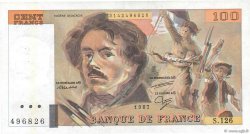 100 Francs DELACROIX modifié Fauté FRANCE  1987 F.69.11 SUP