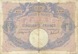 50 Francs BLEU ET ROSE FRANKREICH  1907 F.14.19