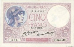 5 Francs FEMME CASQUÉE FRANCIA  1928 F.03.12 q.AU