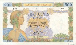 500 Francs LA PAIX FRANCE  1942 F.32.41 AU-