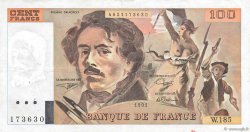 100 Francs DELACROIX imprimé en continu FRANCE  1991 F.69bis.03b2 TTB