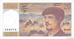 20 Francs DEBUSSY FRANCE  1980 F.66.01W6 UNC