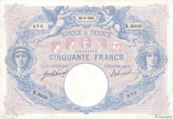 50 Francs BLEU ET ROSE FRANCE  1918 F.14.31 pr.TTB