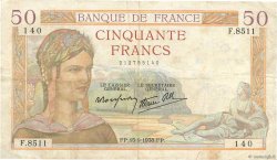 50 Francs CÉRÈS modifié FRANCE  1938 F.18.14