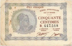 50 Centimes MINES DOMANIALES DE LA SARRE FRANCE  1920 VF.50.02