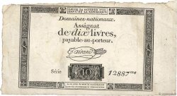 10 Livres filigrane républicain FRANKREICH  1792 Ass.36c fSS