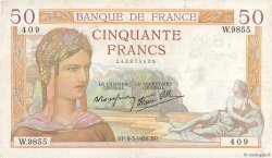 50 Francs CÉRÈS modifié FRANCE  1939 F.18.23 pr.TTB