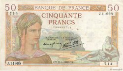 50 Francs CÉRÈS modifié FRANCE  1940 F.18.37 TB+