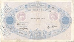 500 Francs BLEU ET ROSE modifié FRANCE  1939 F.31.23 B+