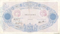 500 Francs BLEU ET ROSE modifié FRANCE  1939 F.31.38 TTB
