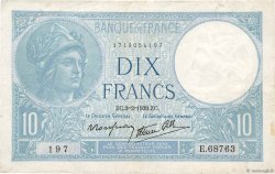 10 Francs MINERVE modifié FRANCE  1939 F.07.01 pr.TTB