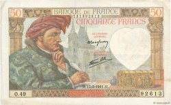 50 Francs JACQUES CŒUR FRANCE  1941 F.19.07 pr.TTB