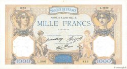 1000 Francs CÉRÈS ET MERCURE type modifié FRANCE  1937 F.38.01 TTB+