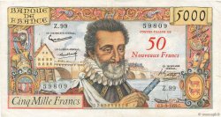 50 NF sur 5000 Francs HENRI IV FRANCE  1959 F.54.02 TB