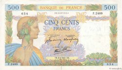 500 Francs LA PAIX FRANCE  1941 F.32.14 TB+