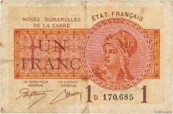 1 Franc MINES DOMANIALES DE LA SARRE FRANCE  1920 VF.51.04 TB