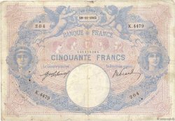 50 Francs BLEU ET ROSE FRANCE  1912 F.14.25