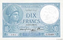 10 Francs MINERVE modifié FRANCE  1939 F.07.08 SUP
