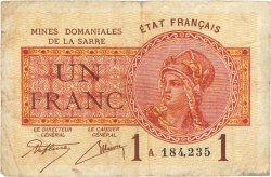 1 Franc MINES DOMANIALES DE LA SARRE FRANCE  1920 VF.51.01 pr.TB