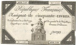 50 Livres FRANCE  1792 Ass.39a pr.TTB