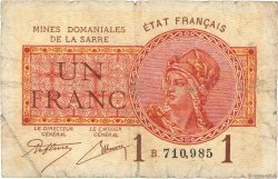 1 Franc MINES DOMANIALES DE LA SARRE FRANCE  1920 VF.51.02 B