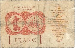1 Franc MINES DOMANIALES DE LA SARRE FRANCE  1920 VF.51.02 B
