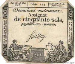50 Sols variété FRANCE  1793 Ass.42b VF+