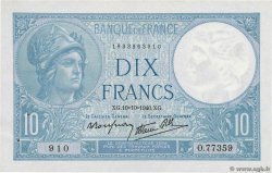 10 Francs MINERVE modifié FRANCE 1940 F.07.16