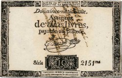 10 Livres filigrane royal Faux FRANCE  1792 Ass.36f