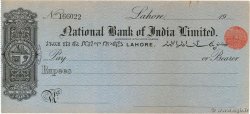 - Rupees INDE Lahore 1917 DOC.Chèque pr.SUP