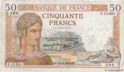 50 Francs CÉRÈS modifié FRANCE 1939 F.18.33 pr.TTB